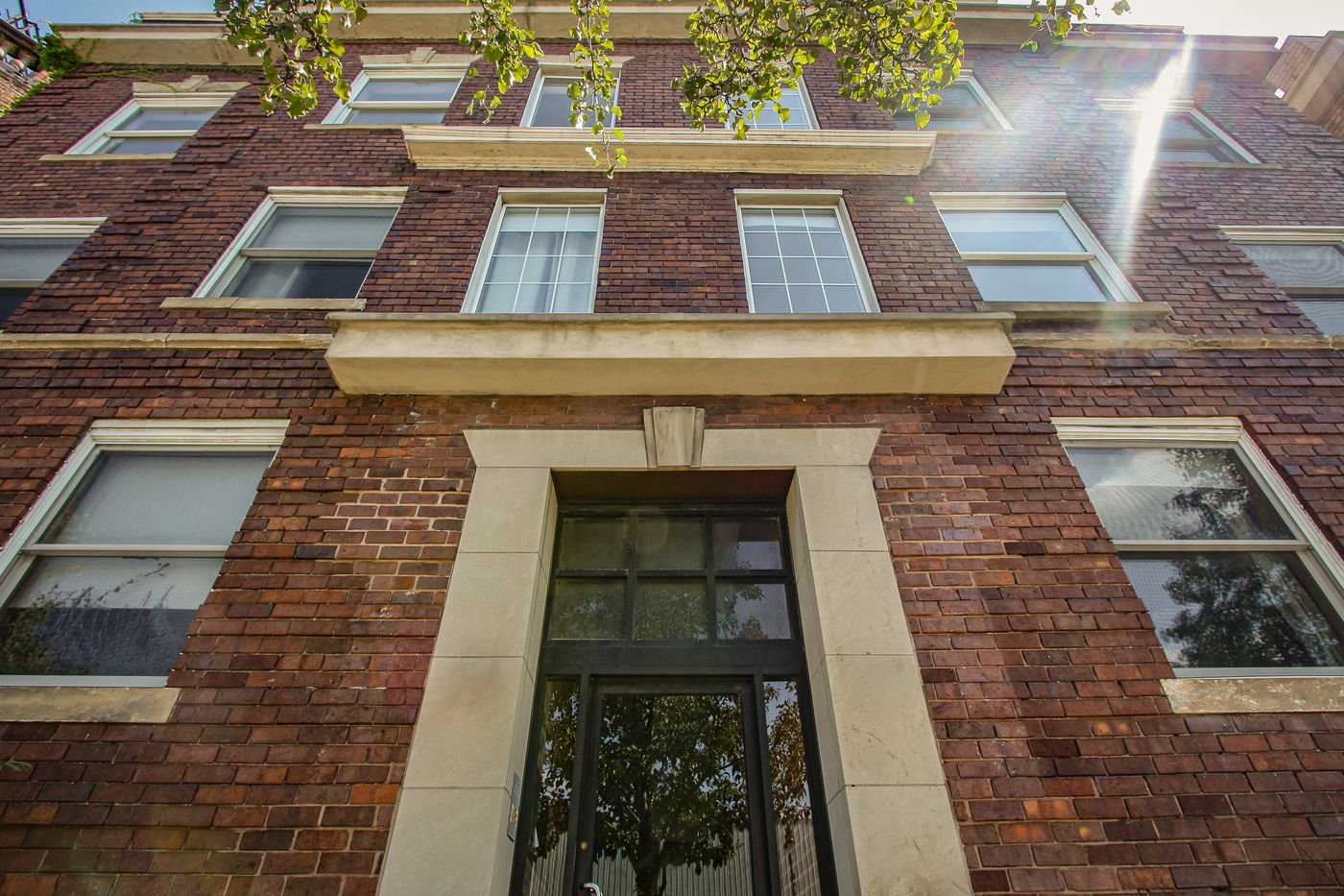 Hendrie Lofts brick facade with limestone entry