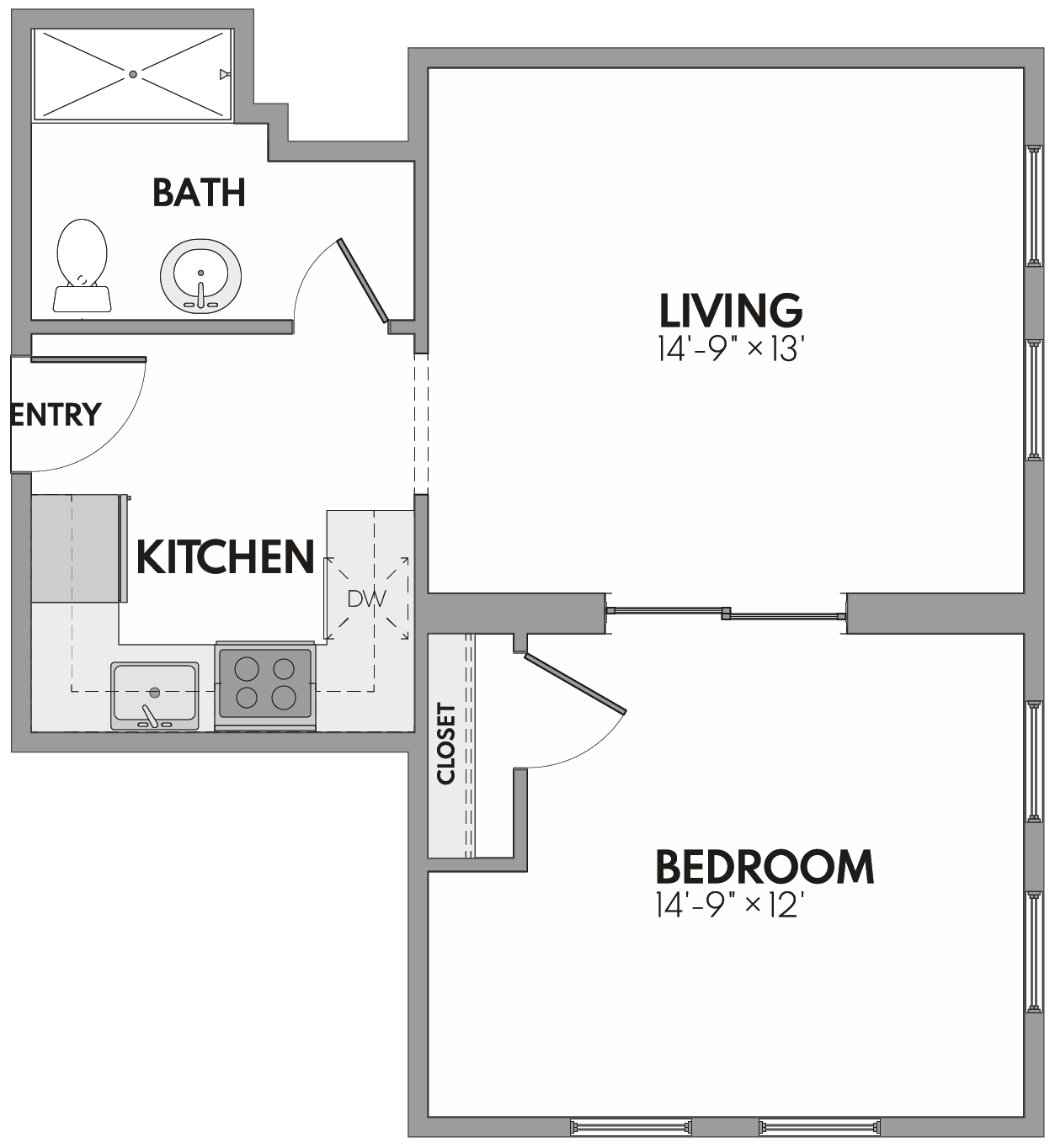 The Wright floor plan at The Addison, illustrated by Tetyana Legunyak in Adobe Illustrator
